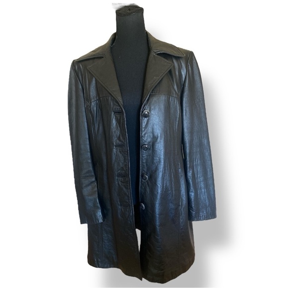 Wilson’s Vintage Leather Trench Coat Black Thinsulate Insulation Large L… - Picture 11 of 16